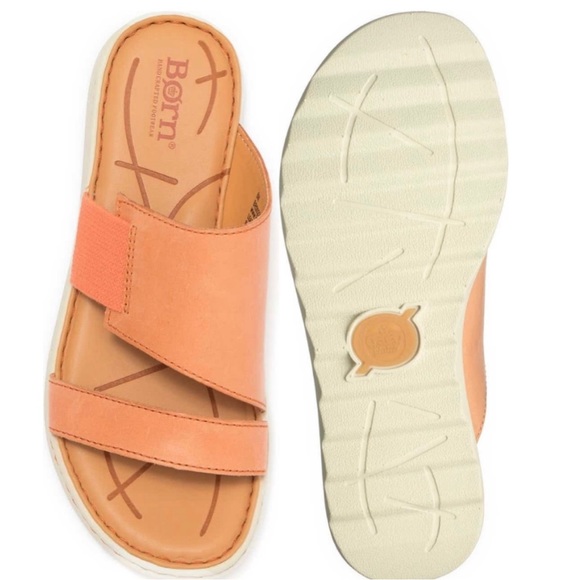 NIB Born Oceana Leather Slide Sandal Orange - Picture 11 of 15